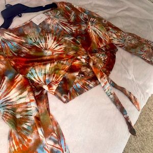 Multicolored summer crop blouse worn about 3 times